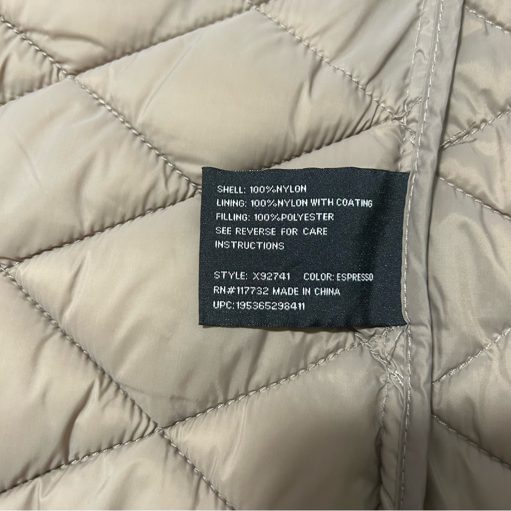 Xeroxposur Quilted Hooded Jacket Lightweight Hidden Pockets Espresso Sz Medium - Picture 11 of 13